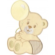 Iron-on Patch - Teddy Bear with Balloon - Cream